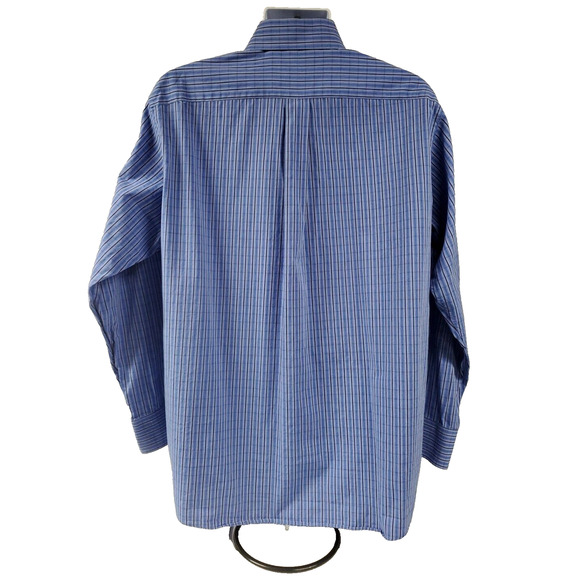 Michael Kors Mens Button Up Long Sleeve Shirt Blue Black Striped 17 XL 34/35 - Picture 3 of 10